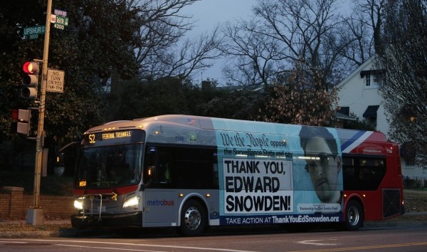 bus with thankyou snowden