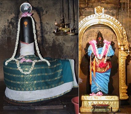 swyambu linga and Mangalambika, consort, at Thirumangalakudi